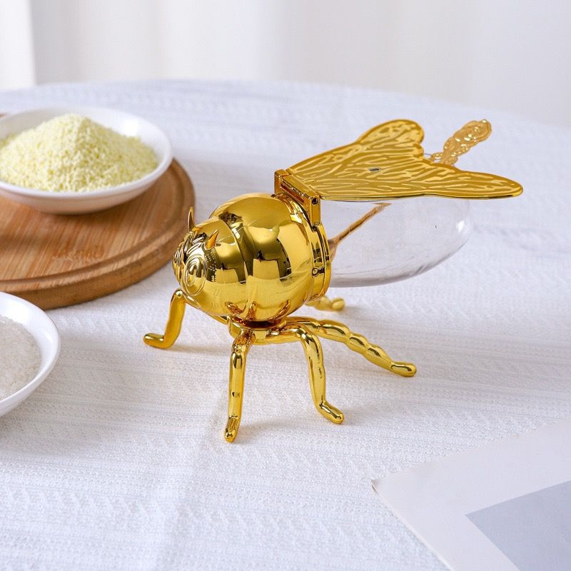 BayStore сахарница bee gold 1 шт, нержавеющая сталь, стекло