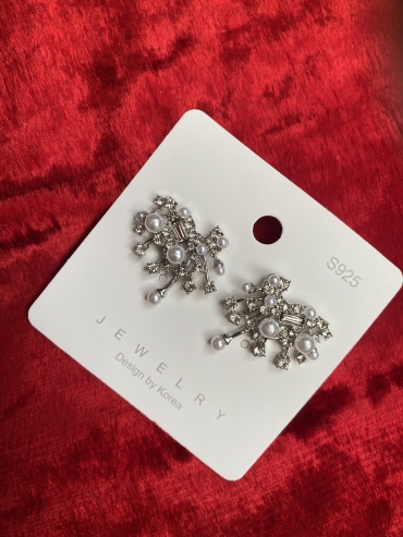 Пусеты Fashion Jewelry бижутерный сплав, стекло, стразы
