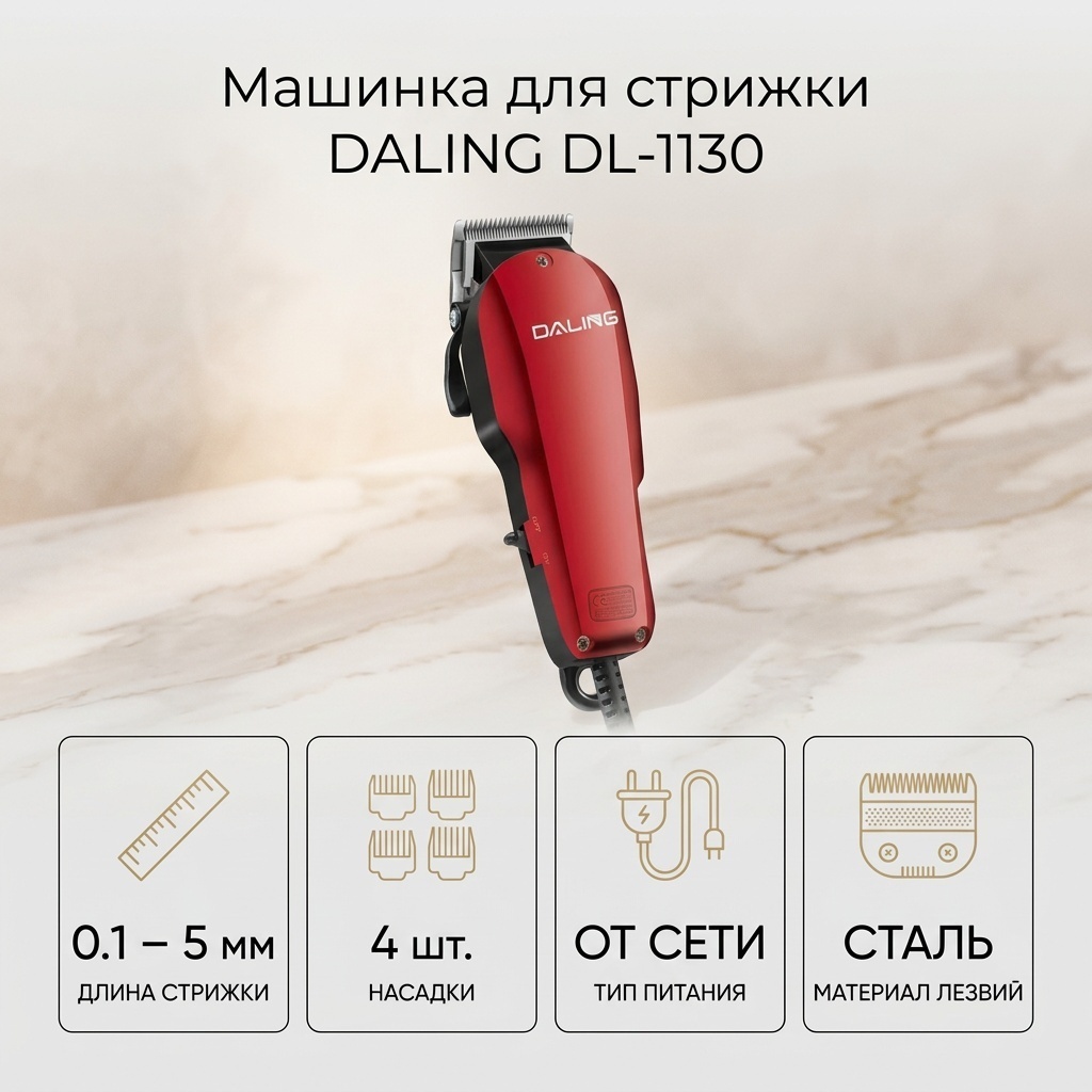 DALING машинка для стрижки DL-1130 красный