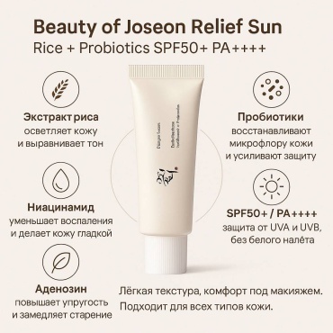 Beauty of Joseon крем Rice + Probiotics spf 50+ для лица 50 мл