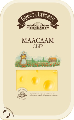 Сыр Брест-Литовск маасдам полутвердый, нарезка маасдам 45% 130 г