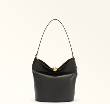 Сумка бочонок FURLA натуральная кожа черный