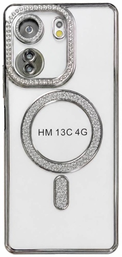 Чехол для Xiaomi Redmi 13C серебристый-прозрачный