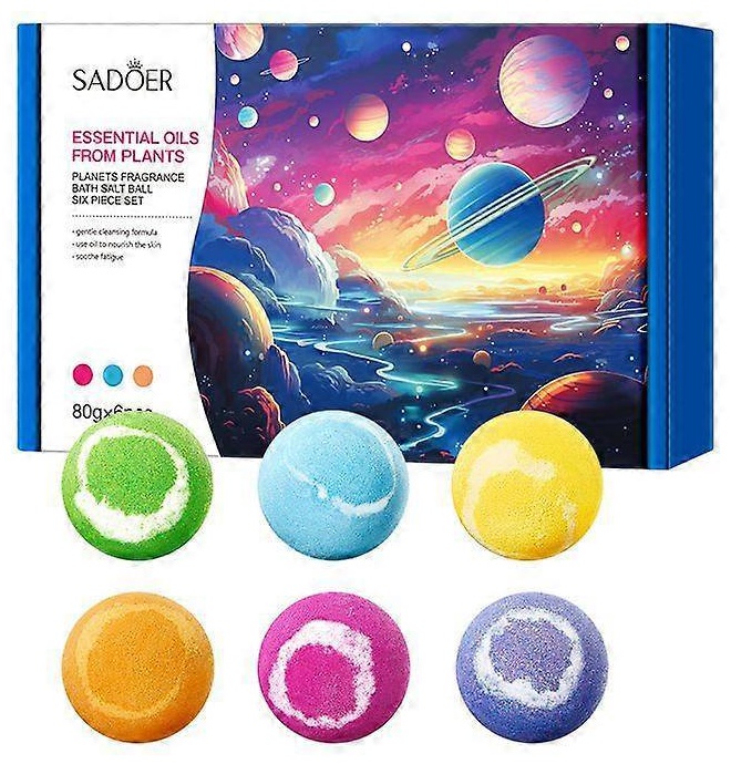 SADOER 6-piece set of planetary fragrance bath salt balls - набор шариков из 6 предметов бомбочка 80 г
