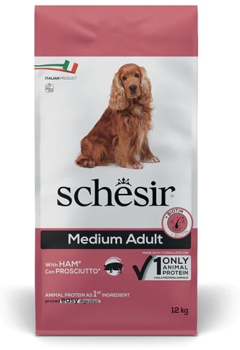 Schesir Medium Adult с ветчиной для взрослых средних пород 12 кг