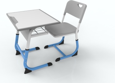 Парта школьная одноместная со стулом в комплекте 70x50x78 см, синий