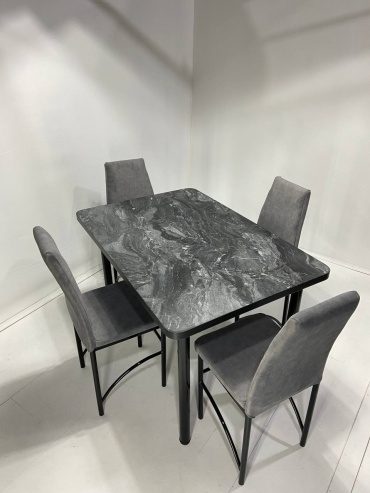 Комплект MEBEL STYLE GROUP 621346403, стол 120х80 см + 4 стула, серый