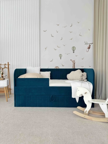 Детская кровать KIRALMA Bambino, 80x180 см, бирюзовый