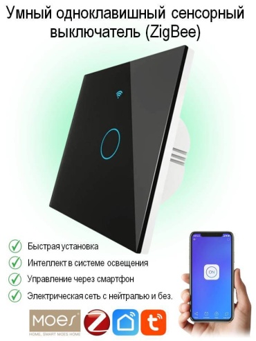 Кнопка сенсорного управления Moes ZS-EU1-BK-MS, черный
