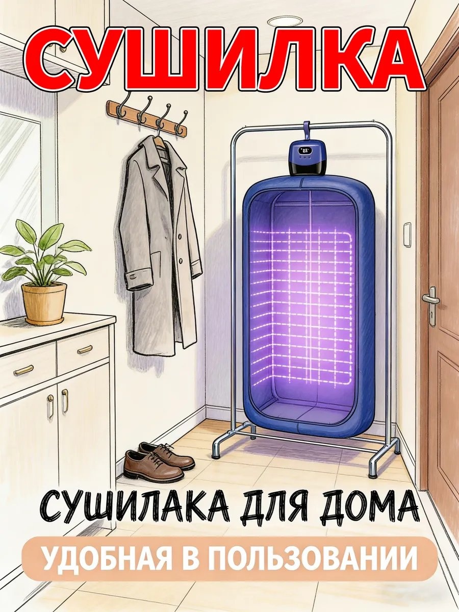 Сушилка напольная 16x58x102 см, кол-во уровней: 34, пластик