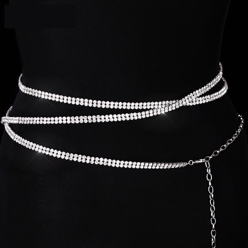 Цепочка на тело бижутерный сплав, стекло