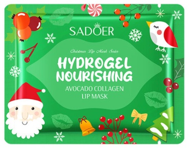 Маска для лица SADOER гидрогелевая Christmas Avocado Collagen Lip Mask - Рождественская коллагеновая маска 1 шт