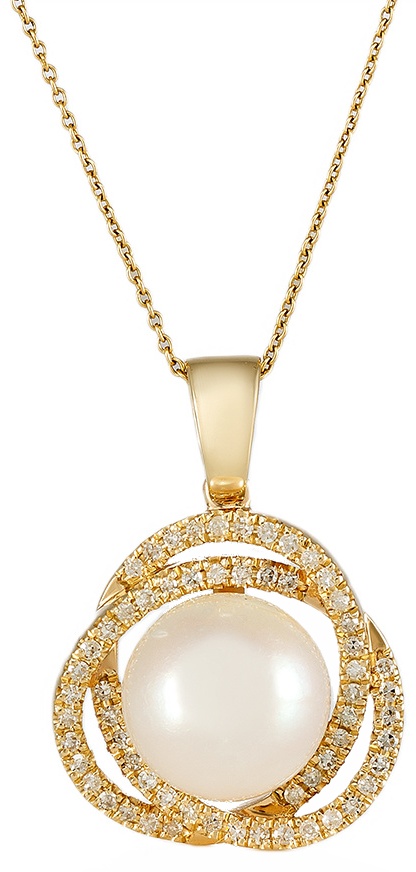 Подвеска Briolette M2384PK вес 4.98 г золото, бриллиант, жемчуг