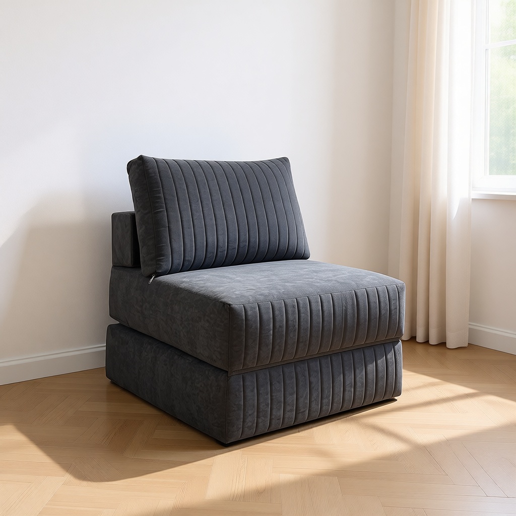 Бескаркасное кресло PRESTIGE MEBEL 09, велюр, серый