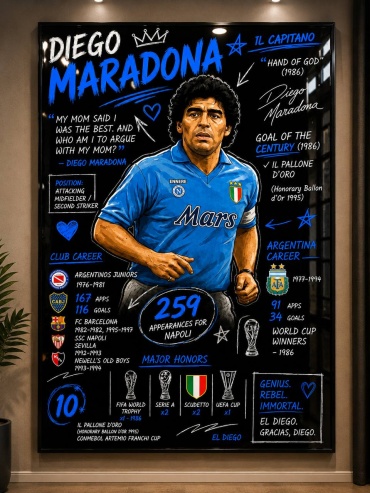 Картина Diego Maradona в раме 70x100 см