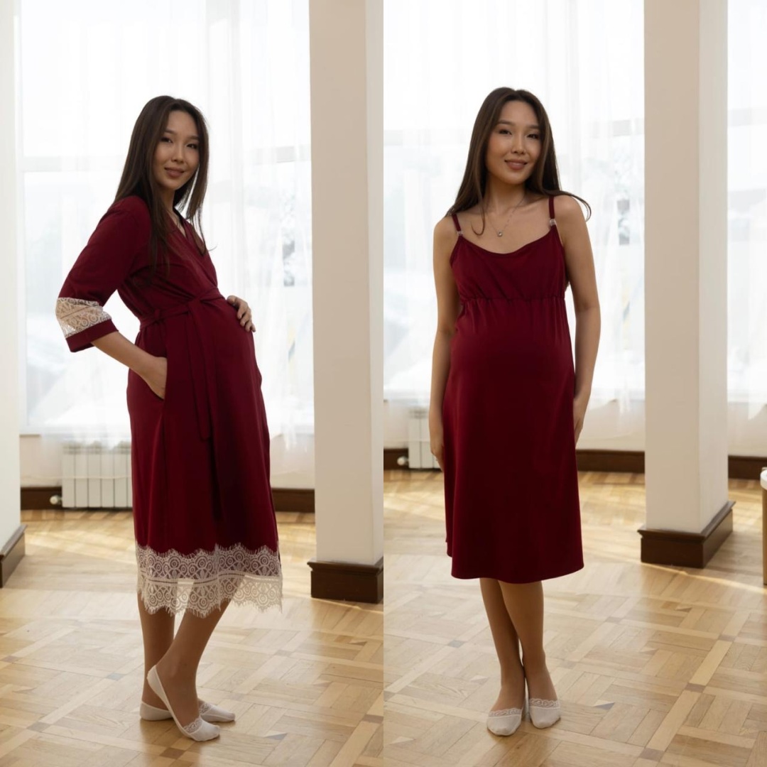 Трикотажный халат Sweetmama.kz бордовый