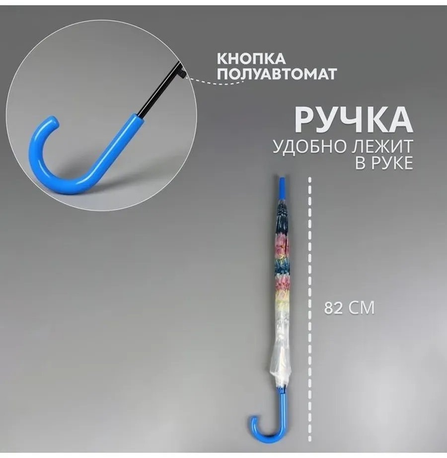 Зонт-трость полуавтомат мультиколор