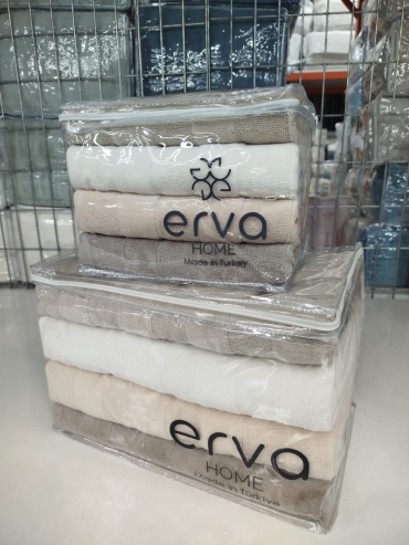 Набор полотенец ERVA HOME 140x70 см, хлопок, махровая ткань, 8 шт,