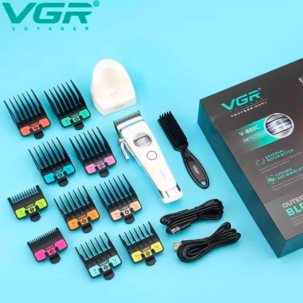 VGR Professional машинка для стрижки V-808С белый