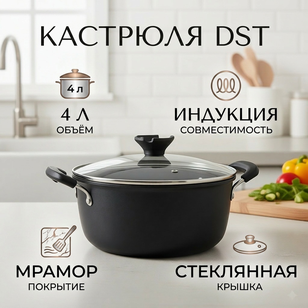 Кастрюля 4 л, 077734226 сталь