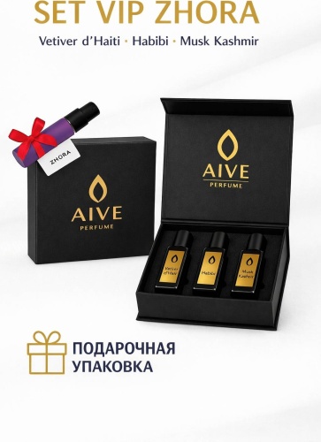 Aivé perfume Сет Zhora: Vetiver d' Haiti, Habibi, Musk kashmir парфюмерный набор 3 шт по 5 мл, для женщин