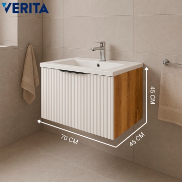 Тумба с раковиной Verita MT-JAZ70W, 70x45x45 см, белый, мультиколор