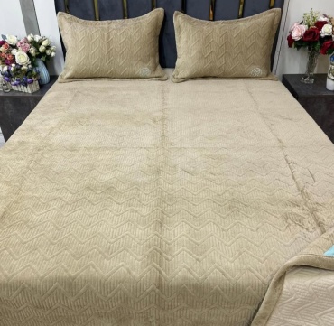 Покрывало с наволочками Home Textile 210х230 см, хлопок, велюр, бархат, коричневый