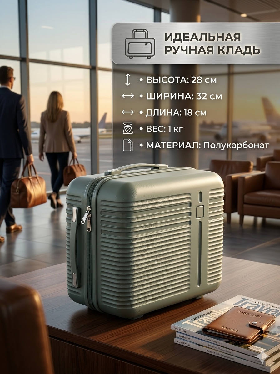 Чемодан 30070984_535504027 поликарбонат 15 л темно-зеленый