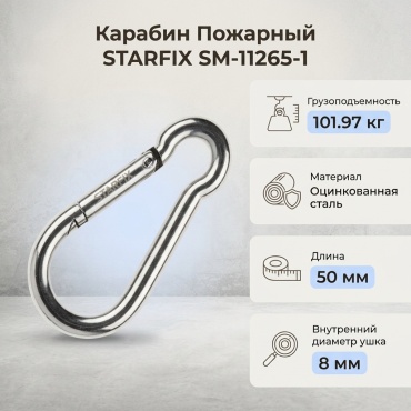 STARFIX карабин пожарный SM-11265-1, оцинкованная сталь