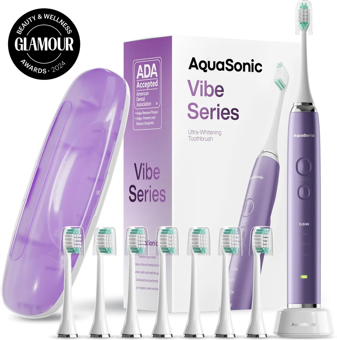 AquaSonic ультразвуковая щетка Vibe Series Sonic щетина средняя фиолетовый