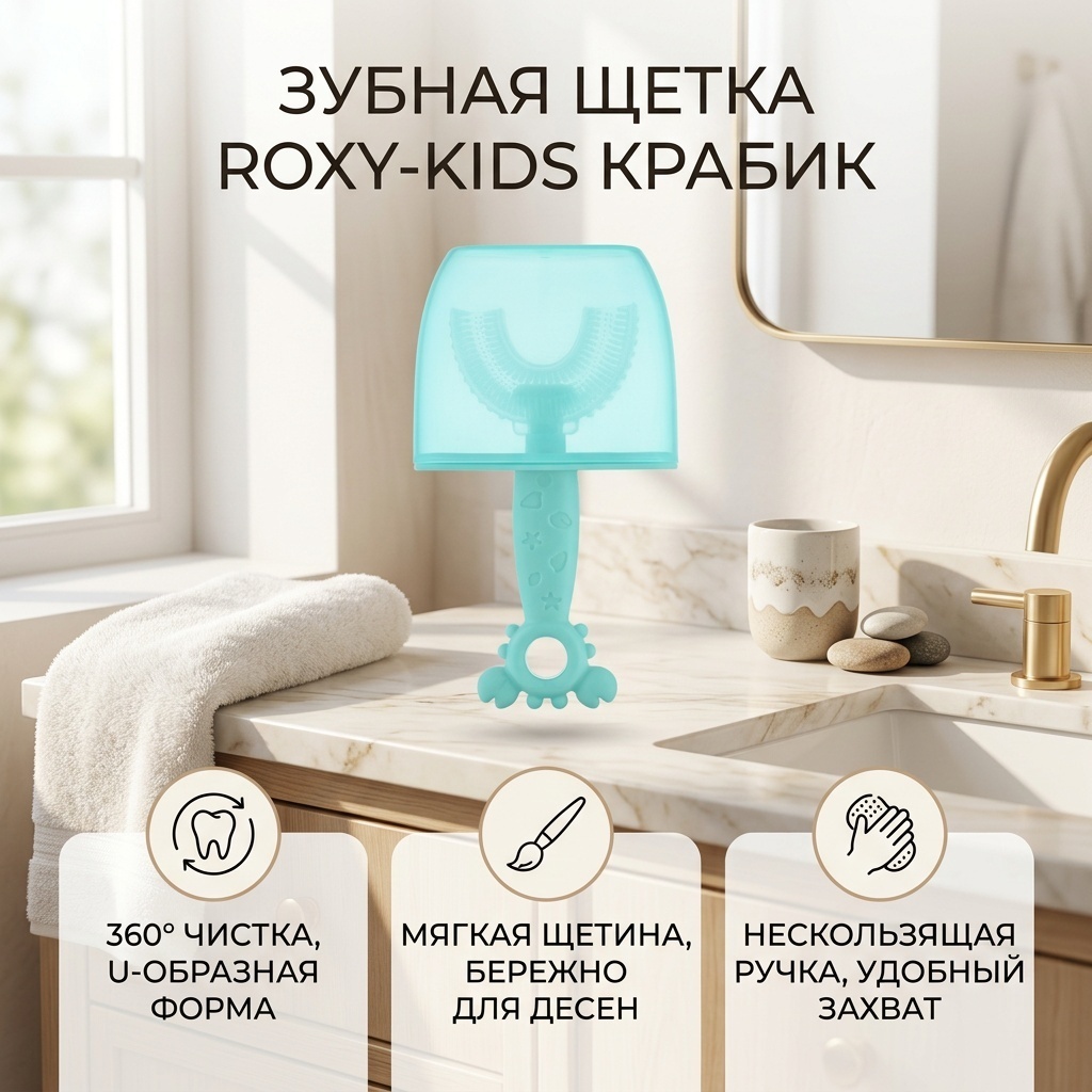 ROXY-KIDS крабик U-образная зубная щетка мягкая 1 шт
