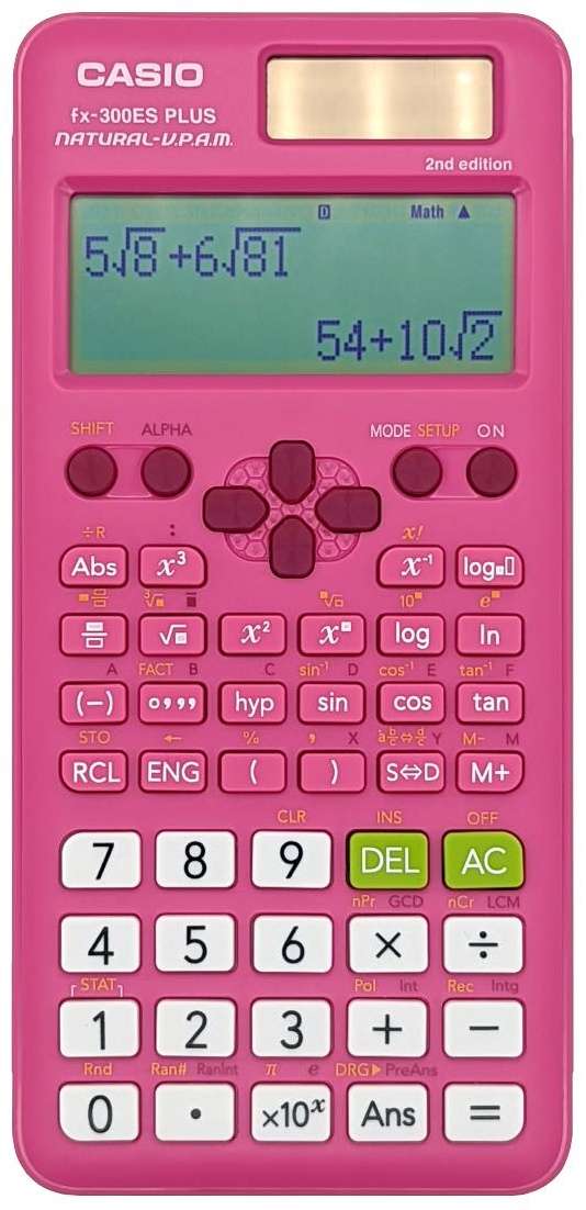 CASIO fx-300es plus 2nd edition, 10+2-разрядный, розовый