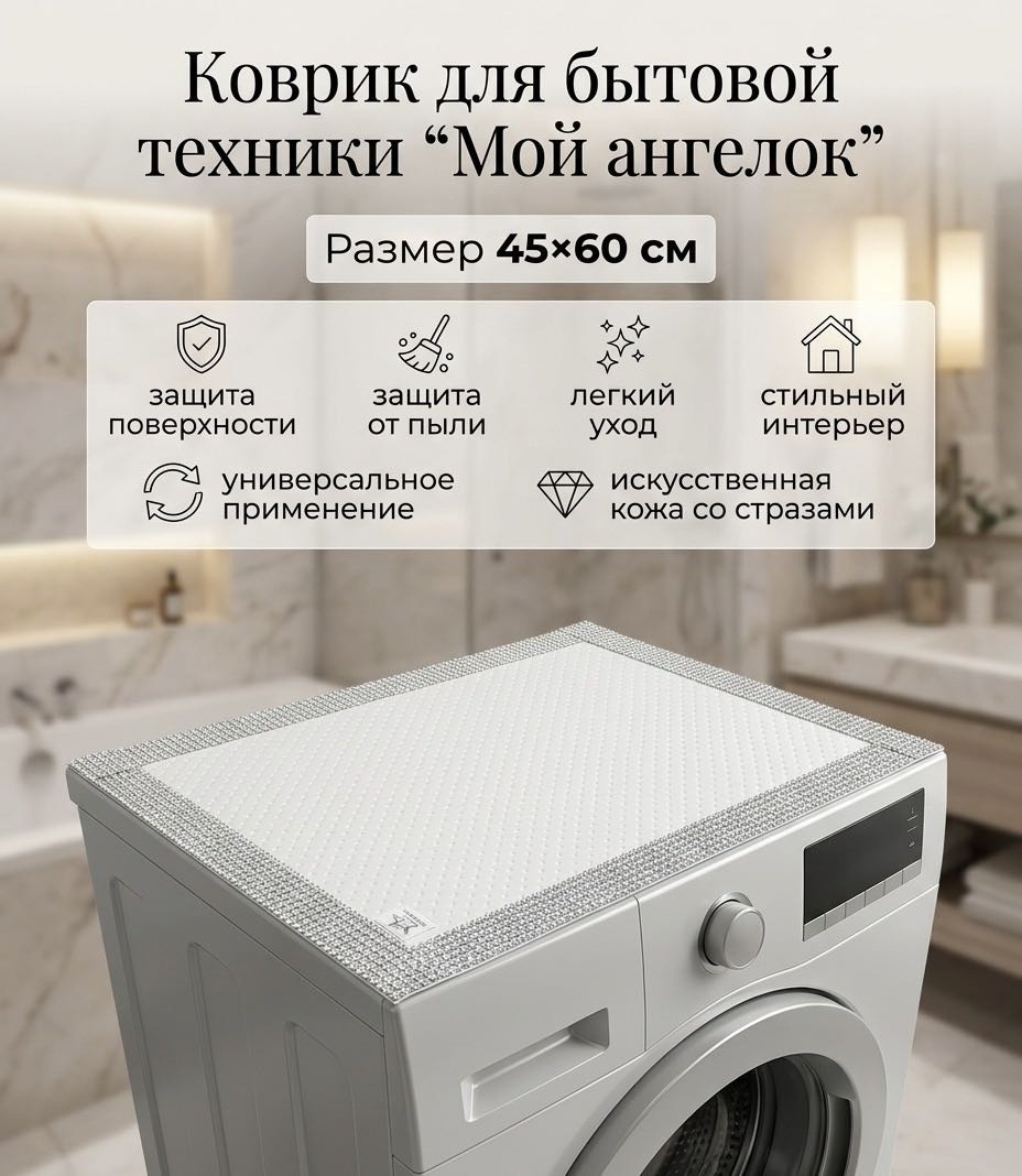 Мой ангелок коврик для бытовой техники кбт45х60-серебро белый, серебристый 45x60 см
