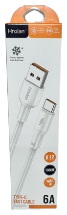 Кабель Hrolan USB 2.0 (M), USB TypeC (M), 1 м, K12 белый