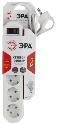 Сетевой фильтр ЭРА Б0019738, 5 м