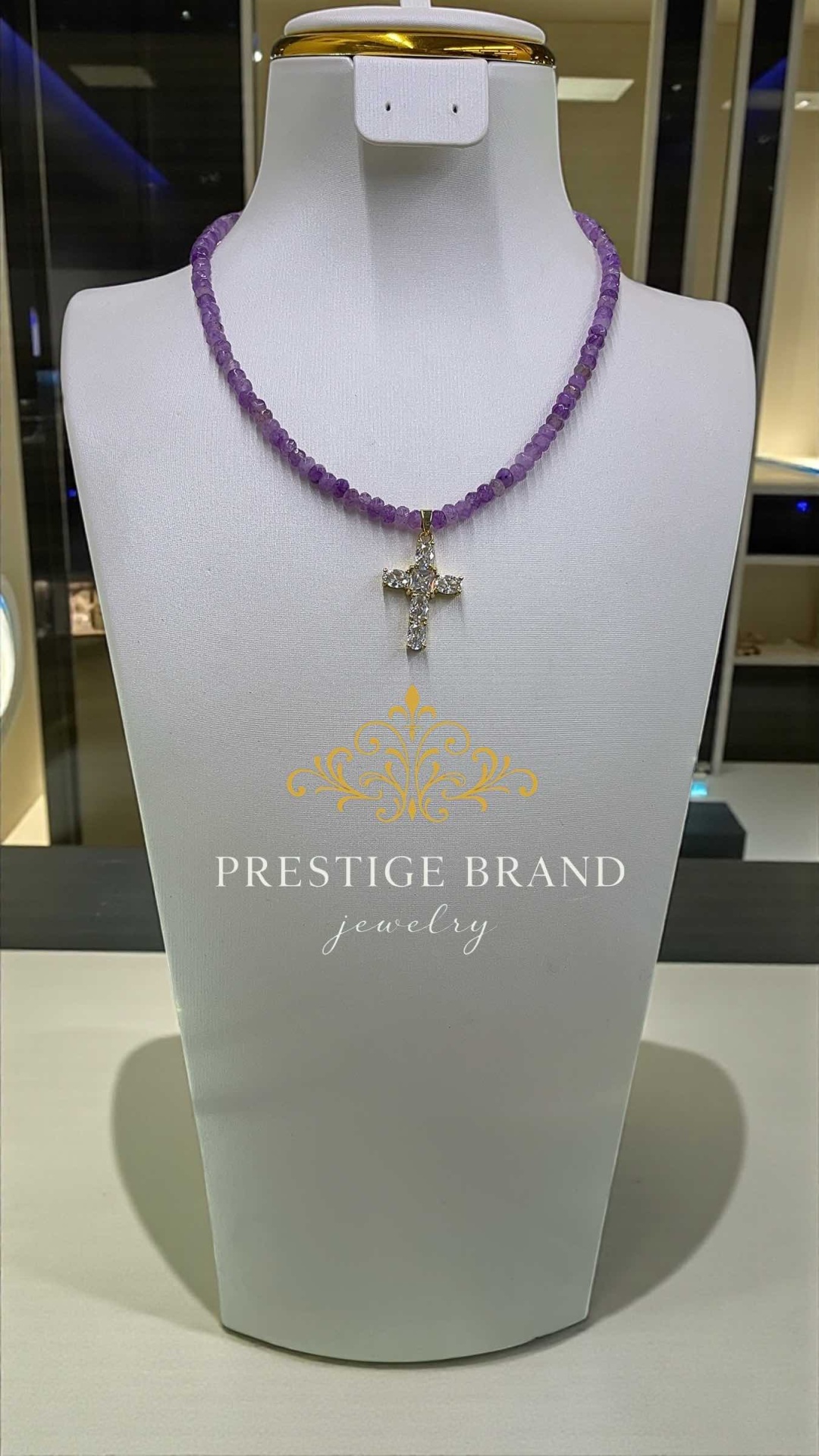 Чокер Prestige brand длина 38 см аметист цирконий