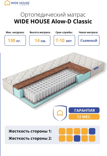 Матрас WIDE HOUSE Alow-D Classic, 90x195x14 см