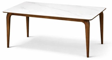 Обеденный стол KAGU-SHOP F-038, 140х80x75 см, керамогранит, белый, коричневый