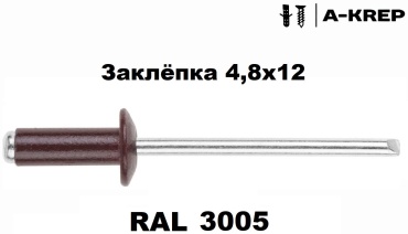 Заклепка 4,8х12 RAL 3005, 200шт