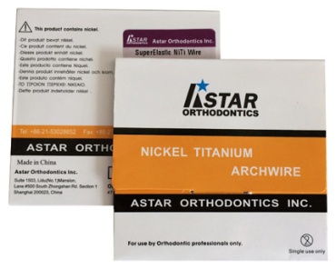 Astar orthodontics дуга Никель-титановые (NiTi) прямоугольные размер 0,19х0,25 верх металл