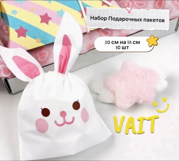 Набор подарочных пакетов VAIT 10 шт полипропилен, полиэтилен высокого давления, ПВХ 15х26 см