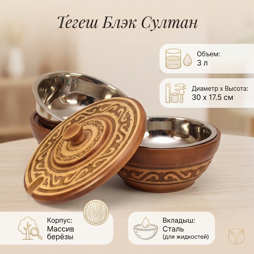 Тегеш Блэк Султан 17.5х30 см, дерево, 1 шт