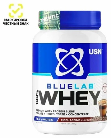 Протеин USN BlueLab 100% Whey, 908 g, USN,Mochaccino кофе 908 г