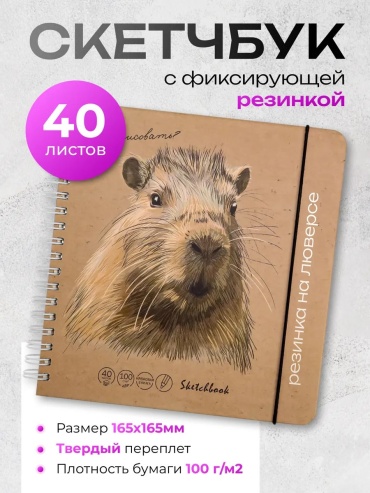 Скетчбук Проф-Пресс Капибара, A5, 40 л, белый