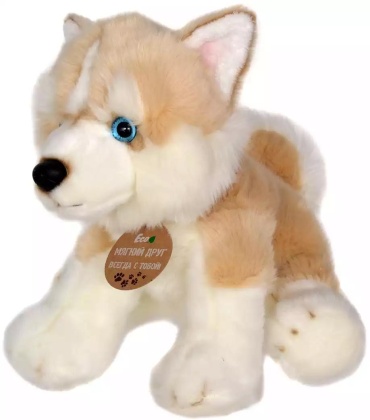 Мягкая игрушка Vulpes Хаски Дюк, высота 30 см, белый, бежевый
