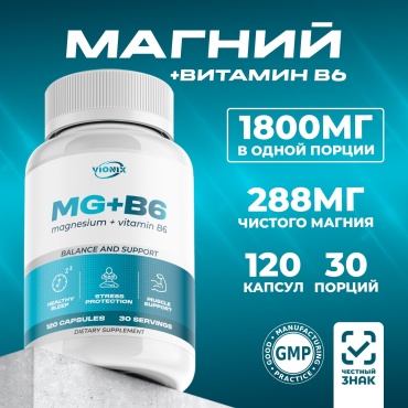 VIONIX Магний цитрат B6 (Mg citrate+В6) капсулы 120 шт