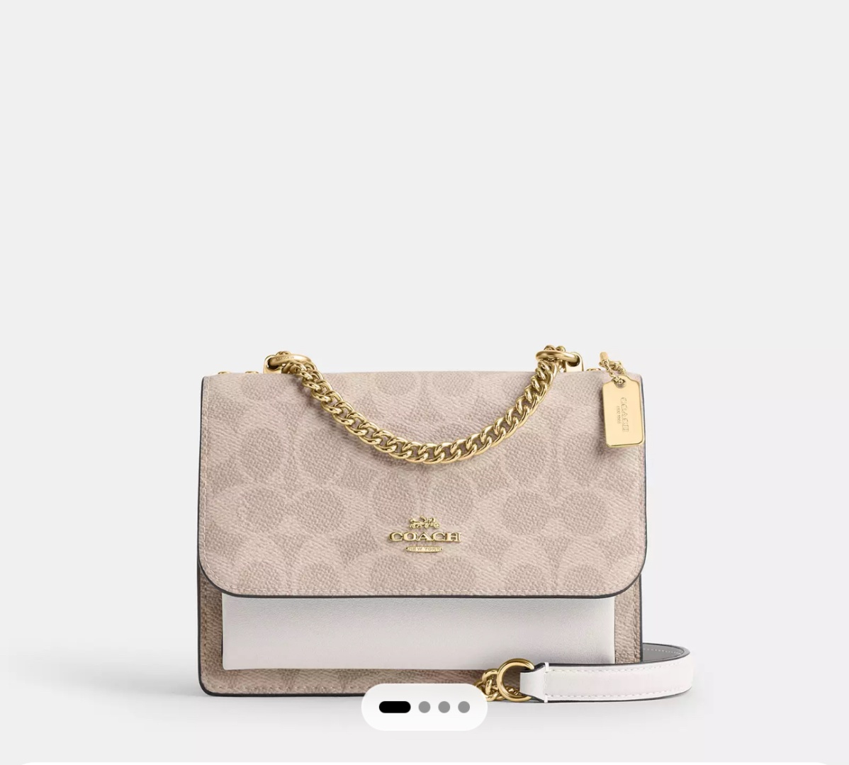 Сумка кросс-боди Coach натуральная кожа, канвас белый, бежевый