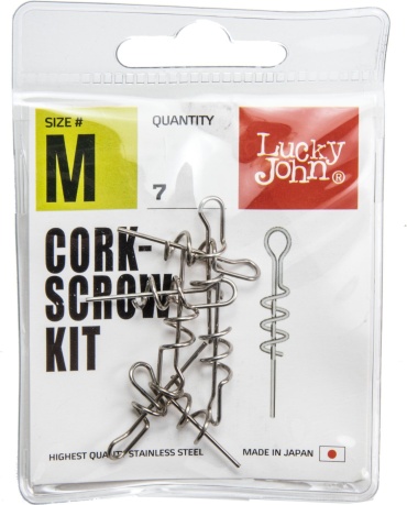 Булавки для крепления поводков Lucky John Спирали Pro Series CORKSCROW KIT M для крепл. силикон. приманок 7шт. LJP5120-M