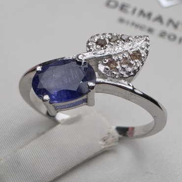 Кольцо Deimantas 132504266 размер 18 вес 2.48 г серебро, бриллиант, сапфир