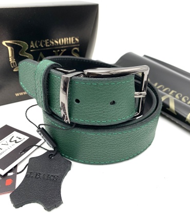 Ремень BAKS ACCESSORIES натуральная кожа 120 см черный, зеленый